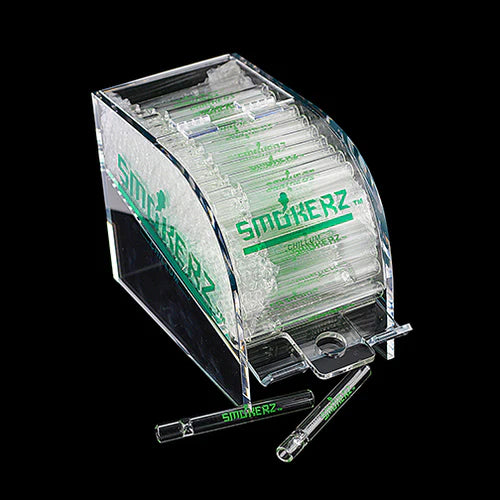 Smokerz - Glass Hand Pipe - Chillum One-Hitter w/Acrylic Box - 100 Ct