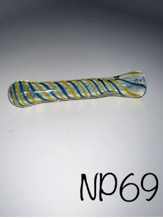 Glass Hand Pipe - Spiral Color Line Chillum - 168G - 4IN - Assorted Colors - NP69