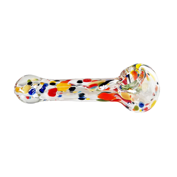 Glass Hand Pipe - Confetti Light Tube Spoon - 122G - 5.35IN - Assorted Colors - B183