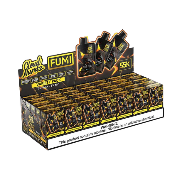 Fumi - Cloud Nurdz 55K Disposable Vape - 1000mAh - 20mL - 50mG - 35 Count - Assorted Flavors (Case)