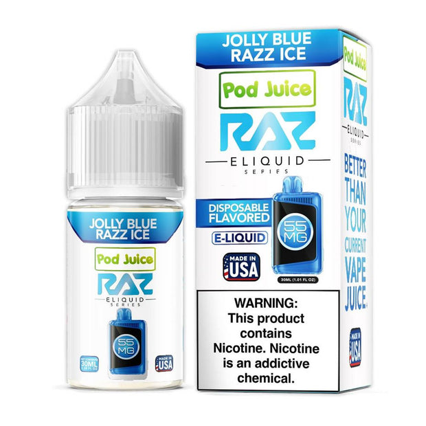 Pod Juice x Raz - Jolly Blue Razz Ice Nicotine Salt - 30mL