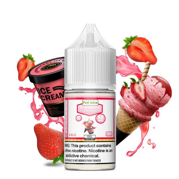 Pod Juice - Strawberry Ice Cream Salt Nicotine - 30mL