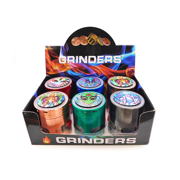 Metal Grinder - Psychedelic Alien Design - 4 Parts - 63.5MM