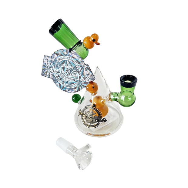 Glass Water Pipe - Shadow Glass Duck Inside Pyramid Body Design - 180G - 6IN - SGE-033