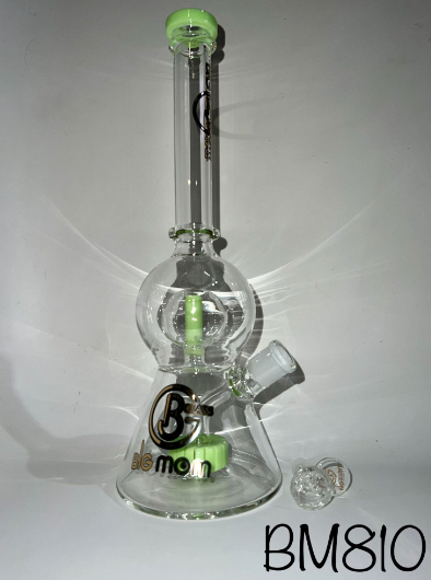 Big B Mom - Glass Water Pipe - Inner Globe & Showerhead Perc - 558G - 12.2IN - Assorted Colors - BM810