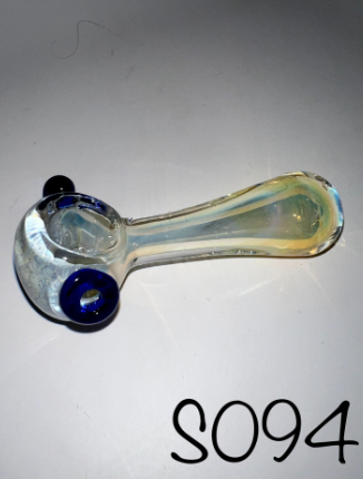 Glass Hand Pipe - Frit Head Fume Spoon - 84G - 4IN - Assorted Colors - S094