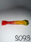 Glass Hand Pipe - Heavy Spiral & Frit Chillum - 230G - 7IN - Assorted Colors - S093