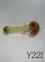 Glass Hand Pipe - Spoon w/Double Rim & Head/Mouth Frit - 68G - 4.5IN - Assorted Colors - Y221