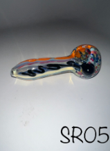 Glass Hand Pipe - Spoon w/Zig Lines - 93G - 4.5IN - Assorted Colors - SR05