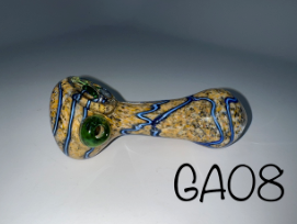 Glass Hand Pipe - Heavy Frit Color Line Spoon - 91G - 4IN - Assorted Colors- GA08