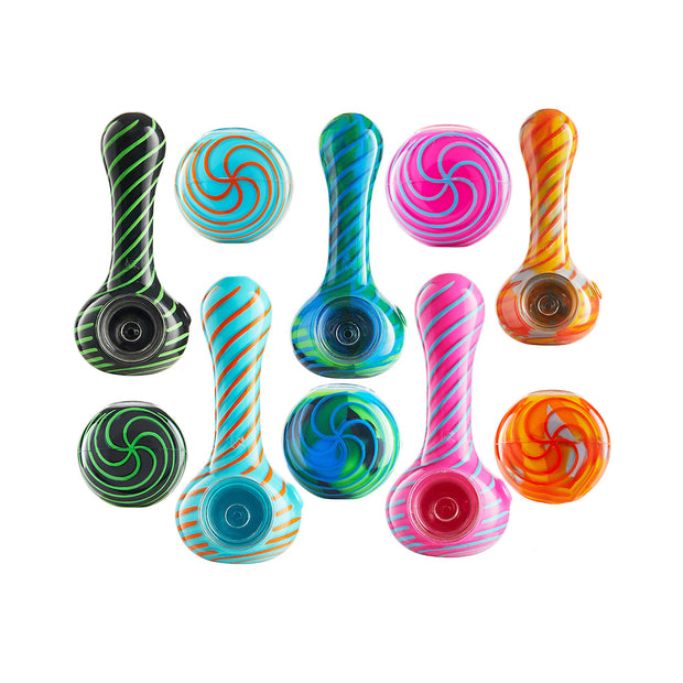 EYCE - Oraflex Silicone Hand Pipe - Spoon w/Spiral Design - 10 Ct