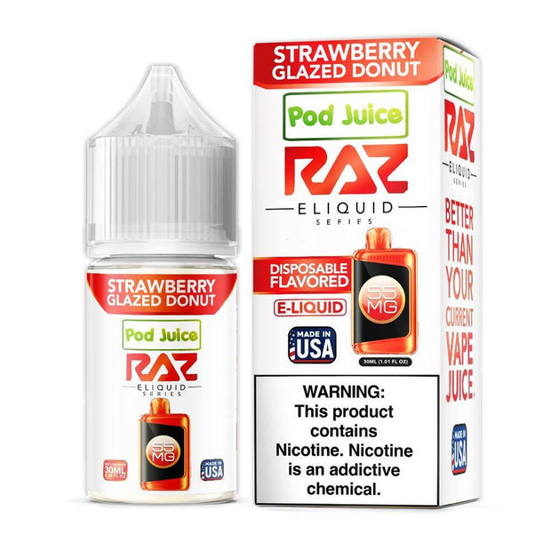 Pod Juice x Raz - Strawberry Glazed Donut Nicotine Salt - 30mL