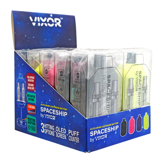 VIXOR - Spaceship Dual Cartridge 510 Battery - 650mAh - Assorted Colors - 10 Count Case