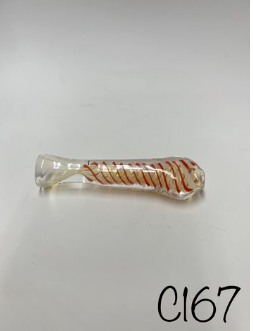 Glass Hand Pipe - Chillum w/Mic Color Line Silver Fume - 147G - 3IN - Assorted Colors - C167